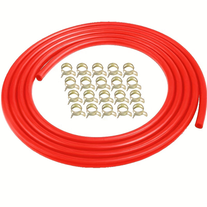 1 Piece Flexible Fuel Hose with 20 ID Hose Clamps - For Auto Parts & Small Engines - Suitable for Fuel Line Repair, Dirt Bikes, etc., Fuel Hose Repair | Flexible Fuel Hose | Durable Fuel Hose
