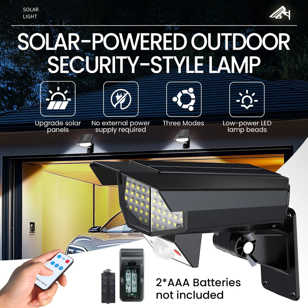 1pc LED Ultra-bright Solar Wall Light | HD Camera Design | Dazzling Bright Light with Motion Sensor | Realistic Surveillance Effects | Remote Control Included | Anti-theft Feature | Durable ABS Material Suitable for Commercial Streets and Garages