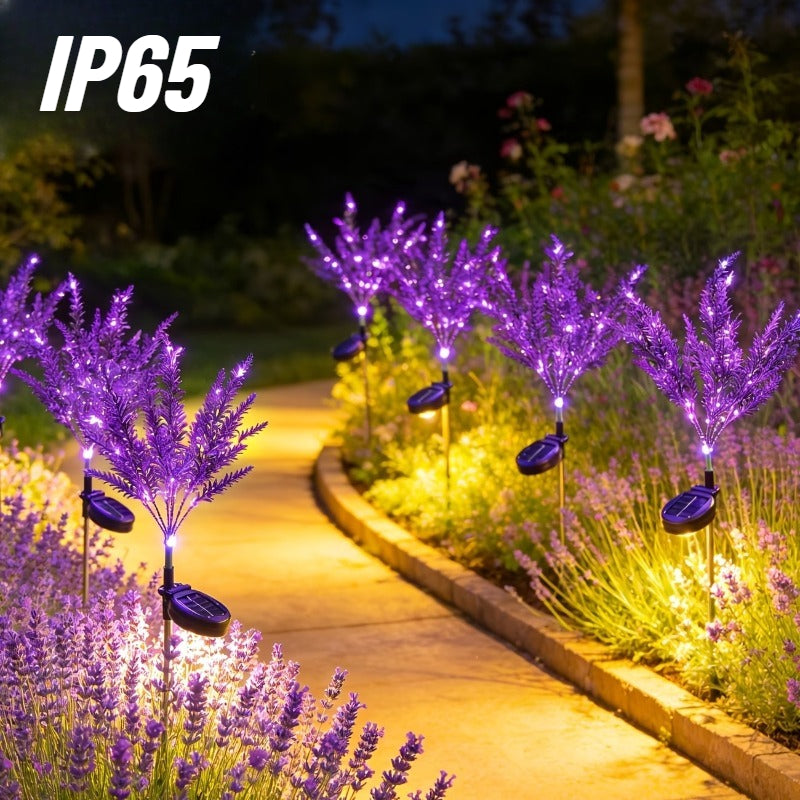7-Head Purple Solar Lavender Garden Light - Outdoor Landscape Spotlight with Light Sensor, Perfect for Pathways, Courtyards, Porches, Lawns, Wedding & Festival Party Decor, Weather-Resistant Plastic Design, Solar Courtyard Decoration
