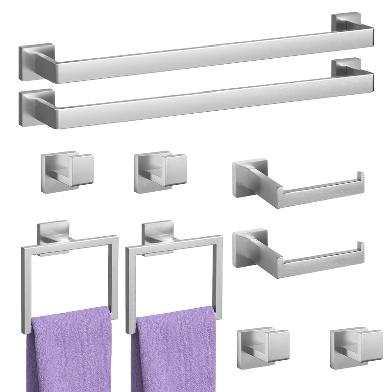 2/5/10/15-Piece Black SUS304 Wall Mount Bathroom Towel Rack &amp; Accessory Set - Includes 16" Towel Bar, Towel Ring, Tissue Holder &amp; Hooks, for Bath/Hand Towels, Matte Black Bathroom Hardware Set, Toilet Paper Holder, Towel Rack