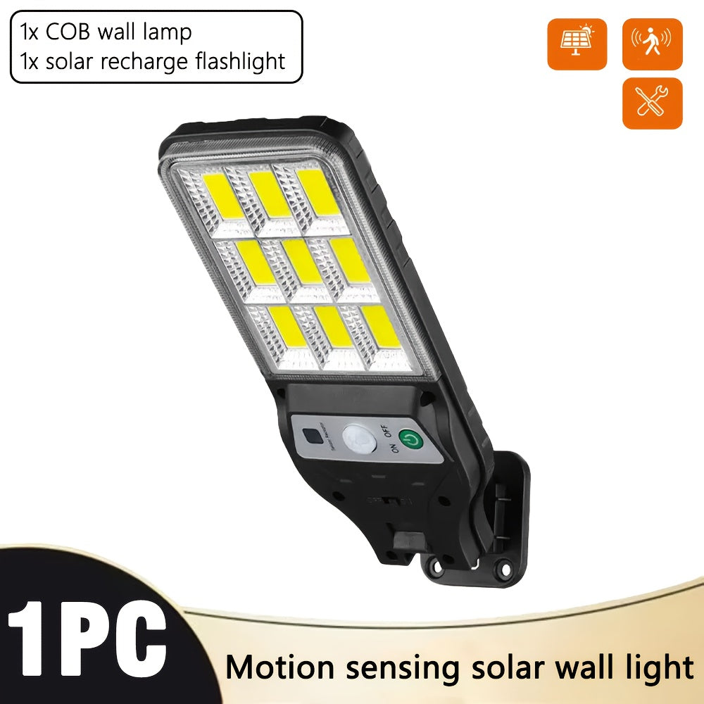 1/2 Pack Commercial Solar LED Sensor Light, Motion Sensor, High Brightness LED, Solar Wide Angle Flood Street Light, Solar Rechargeable Wall Light, Easy to Install, Perfect for Outdoor, Garden, Street, Steps, Patio, Porch Light, Home and Shop Lighting