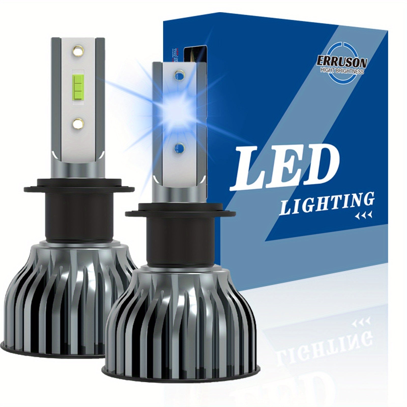 Erruson 2-Pack Dazzling Car Bulbs 9005/HB3 9006/HB4 H11 H4 H7 H1 High/Low Beam Dual-Use Turbo Light, 30000 Lumens 300W 3000K/4300K/6000K/8000K/25000K Car Light, 700% Brightness