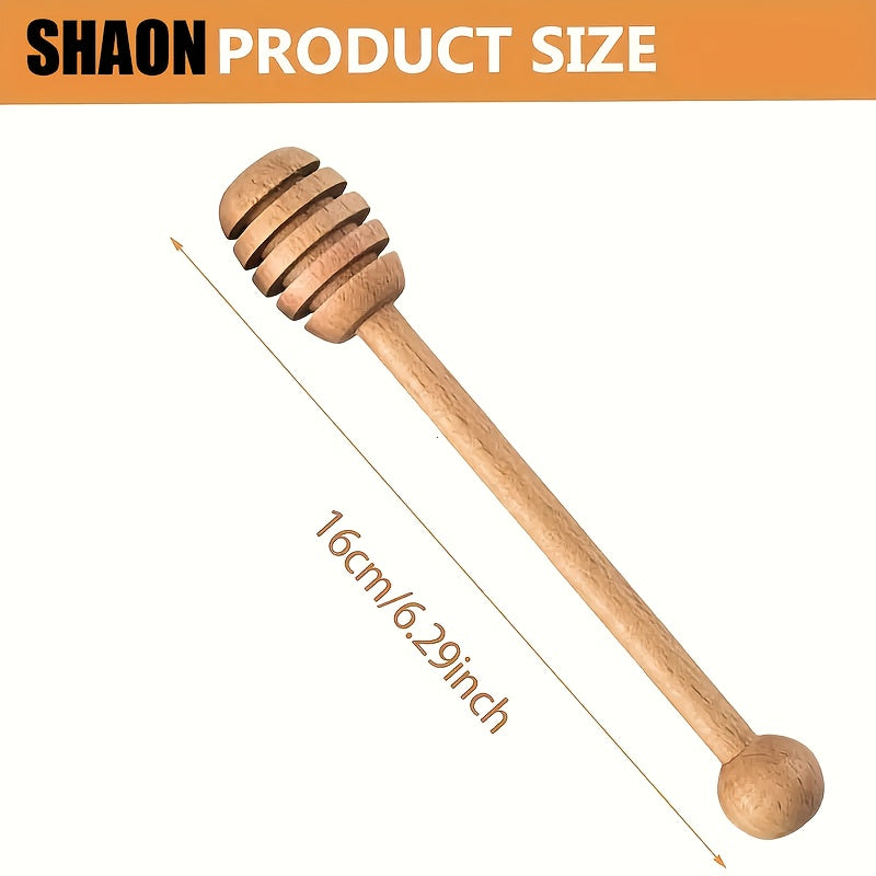 One Wooden Honey Dipper – Honeycomb Dripper, Long-Handled Stirrer for Honey, Syrup & Jam – Kitchen Utensil & Stirring Tool for Syrups, Maple Syrup or Any Non-Oily Stretchy Foods – Perfect for Homemade Honey