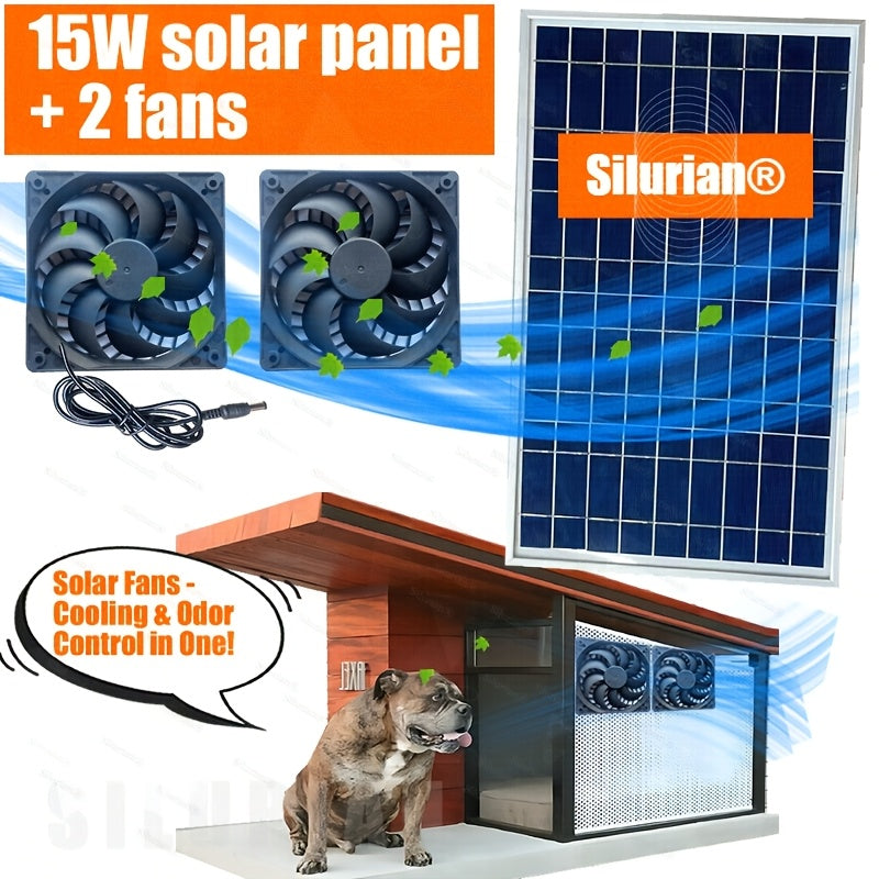 High-Efficiency Solar & Wind Powered Dual Fan Set for Material Handling Industrial Plants, Black, Window Exhaust Duct, Outdoor Air Circulation, Solar Powered, Eco-Friendly, Greenhouse Ventilation, Shed Cooling