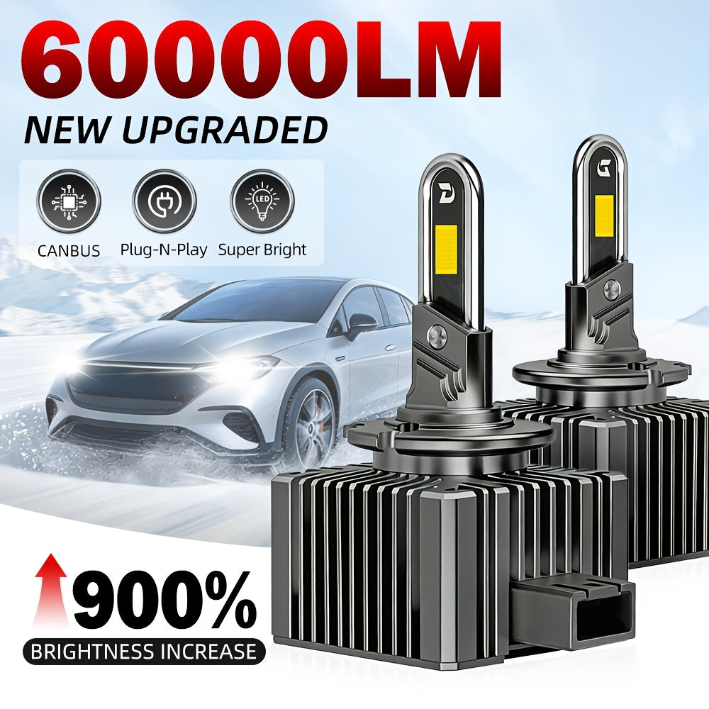 2-Pack LED Car Bulbs D1S D2S D3S D4S D8S | 270W 60000Lm Canbus Error-Free High Power Super Bright Headlight Bulbs Plug-and-Play Fast Heat Dissipation Long Life, Aluminum, 6000 Kelvin, No Battery