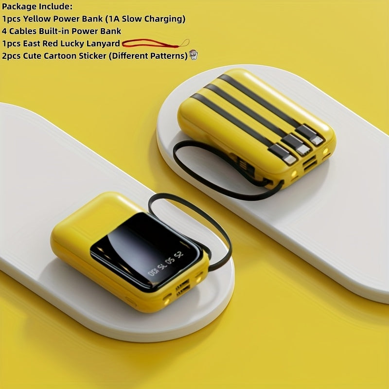10000mAh Mini Cute 5W/15W/22.5W Super Fast Charging Multifunctional Power Bank, Large Capacity Rechargeable Portable Mobile Phone Charger, Built-in 4 Cables, Ultra-bright LED Lights, Outdoor Travel Battery Packs, Smart Digital Display, Micro & Type-C