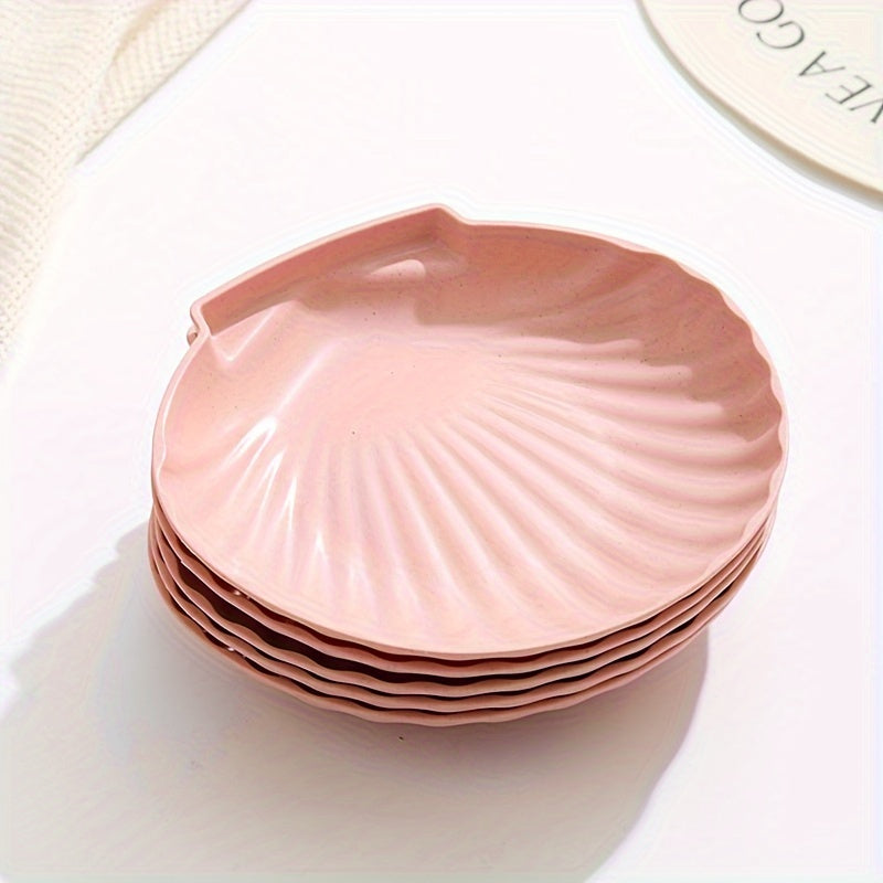 1Pc, 5Pcs, Shell-Shaped Dish, 6-Inch Small Plate, Dessert & Cake Plate, Lunch & Dinner Plate – Perfect for Kitchen, Family Gatherings, School Events, Company Group Meals, Restaurants (Multiple Colors Available)