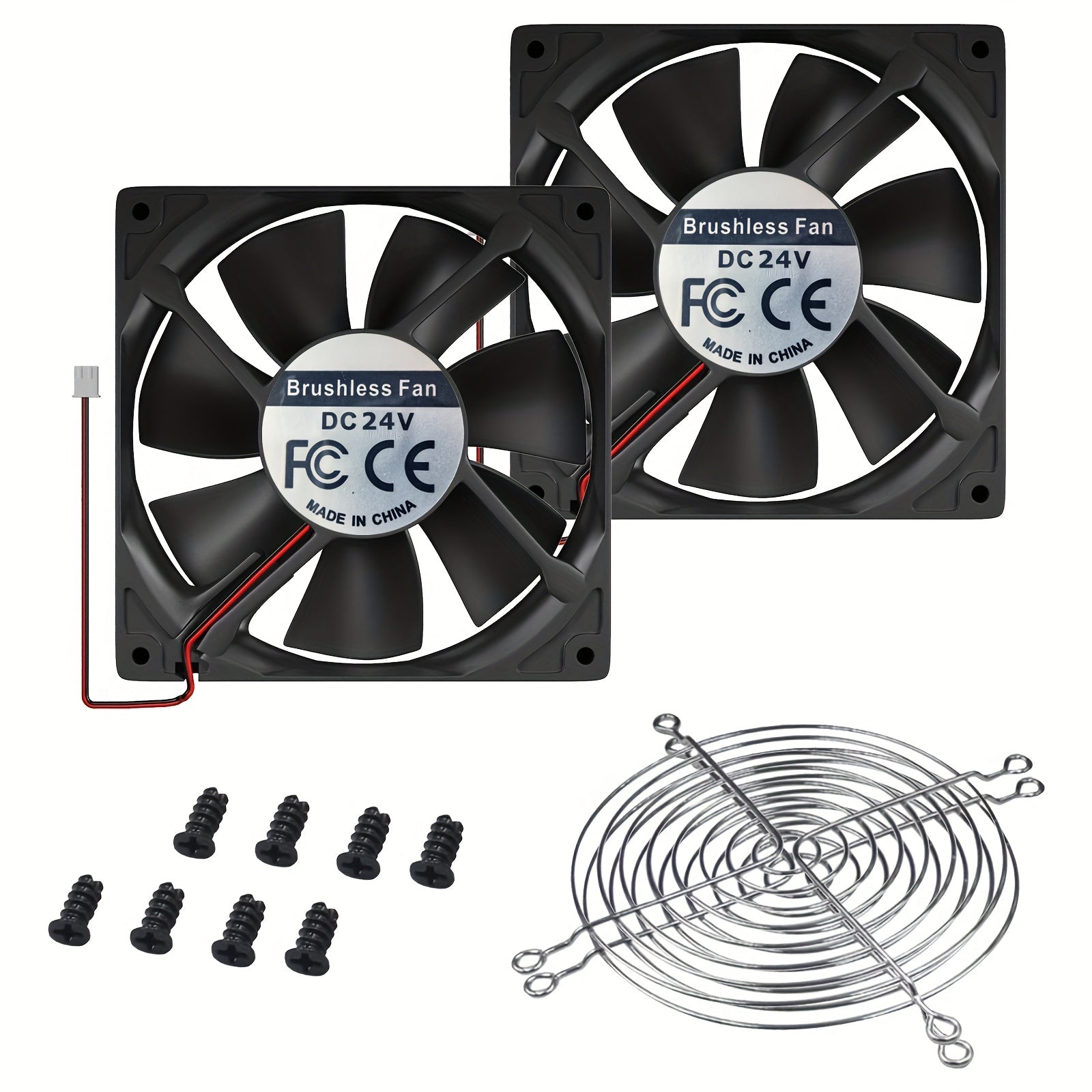 120mm×120mm×25mm DC 12V/24V Brushless Computer Case Fan, 2-Pin High Performance Cooling Fan