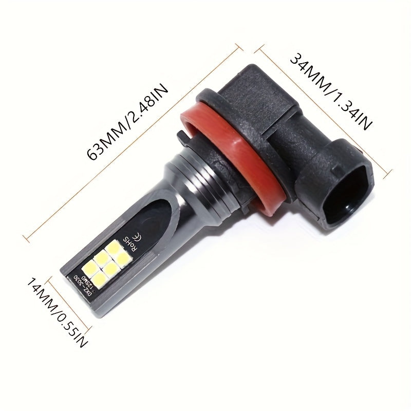 H11/H9/H8/H16 LED 灯泡,15000LM 超亮度,真正的 1:1 迷你尺寸,6000K 白色照明适用于汽车 H11 雾灯 即插即用,即插即用。 2 件装