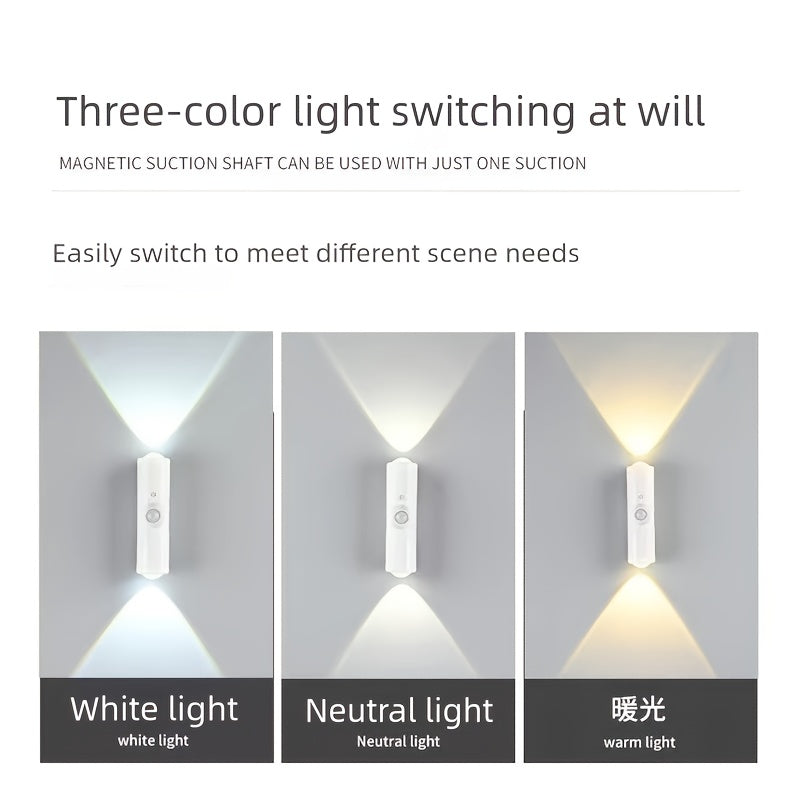 Ambient Light Smart Motion Sensor Hill Light Spot Light Magnetic Rechargeable Self-Adhesive Cabinet Light Cat Eye Night Light No Wiring Wall Light