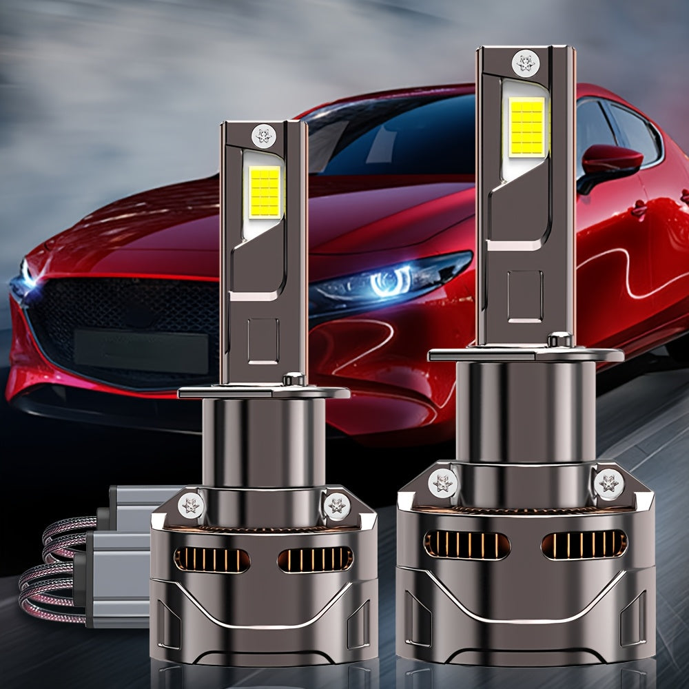 2pcs H4/9003 H7/H18 60000 Hours Ultra-Long Lifespan 58300LM LED Super Bright Front Bulbs 7500K 9006 9012/HIR2 Improves Night Driving Safety, 1000% Brightness Increase, External Driver