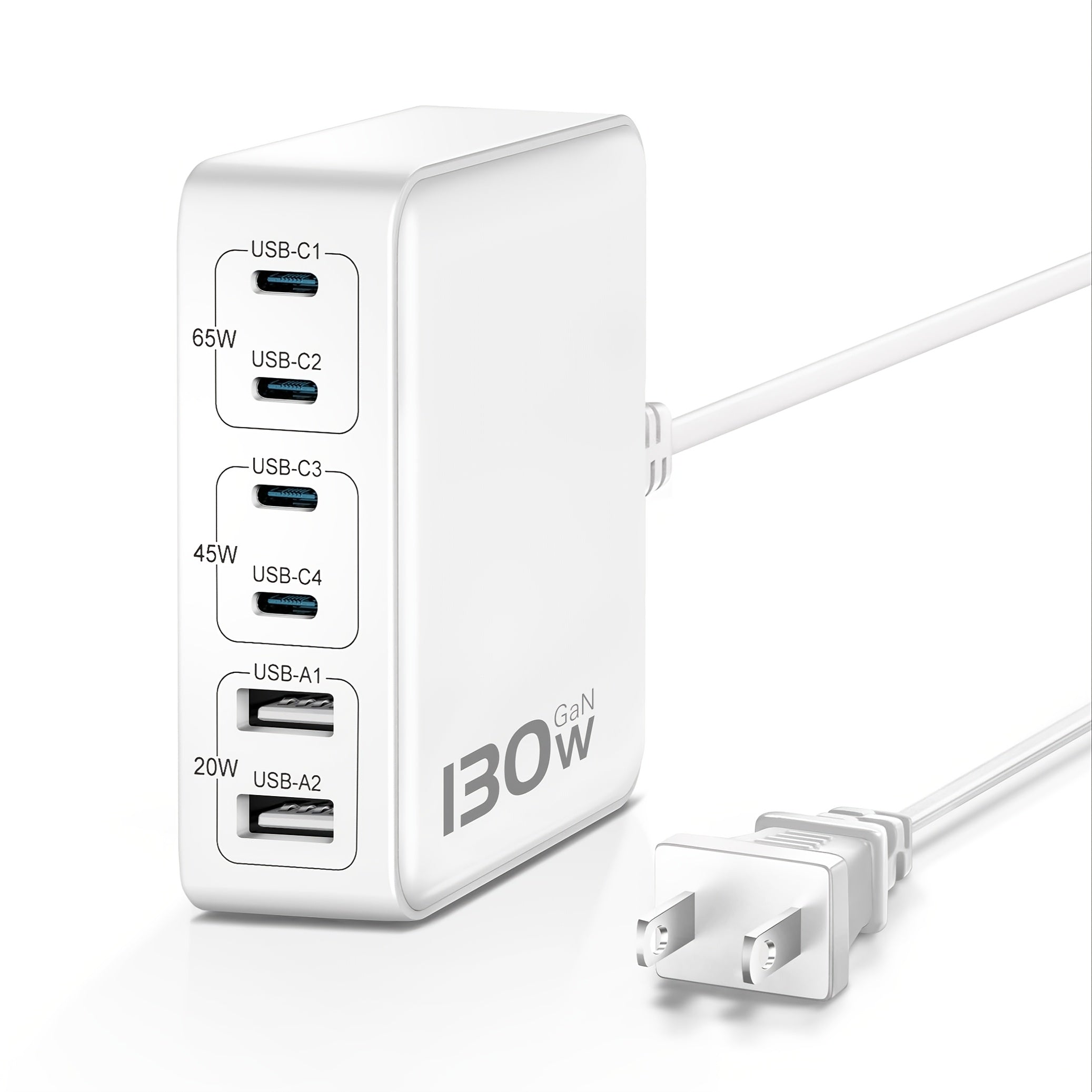 USB C Charger Fast Charger Block: 130W 6 Port Charging Station for Multiple Devices, Portable Desktop Laptop Charger, for MacBook Pro/Air/for iPad for iPhone 16 15/14/13/Pro Max/for Galaxy Note