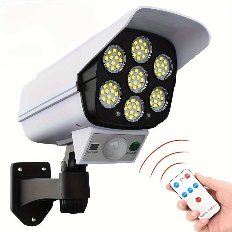 [Solar Motion Lights] 1pc of Outdoor Solar Lights with Motion Sensor, Featuring 77 Leds And a Remote Control, Suitable for Use As Floodlights, And Includes a Decoy Security Camera for Your Porch, Garden, Patio, Or Driveway