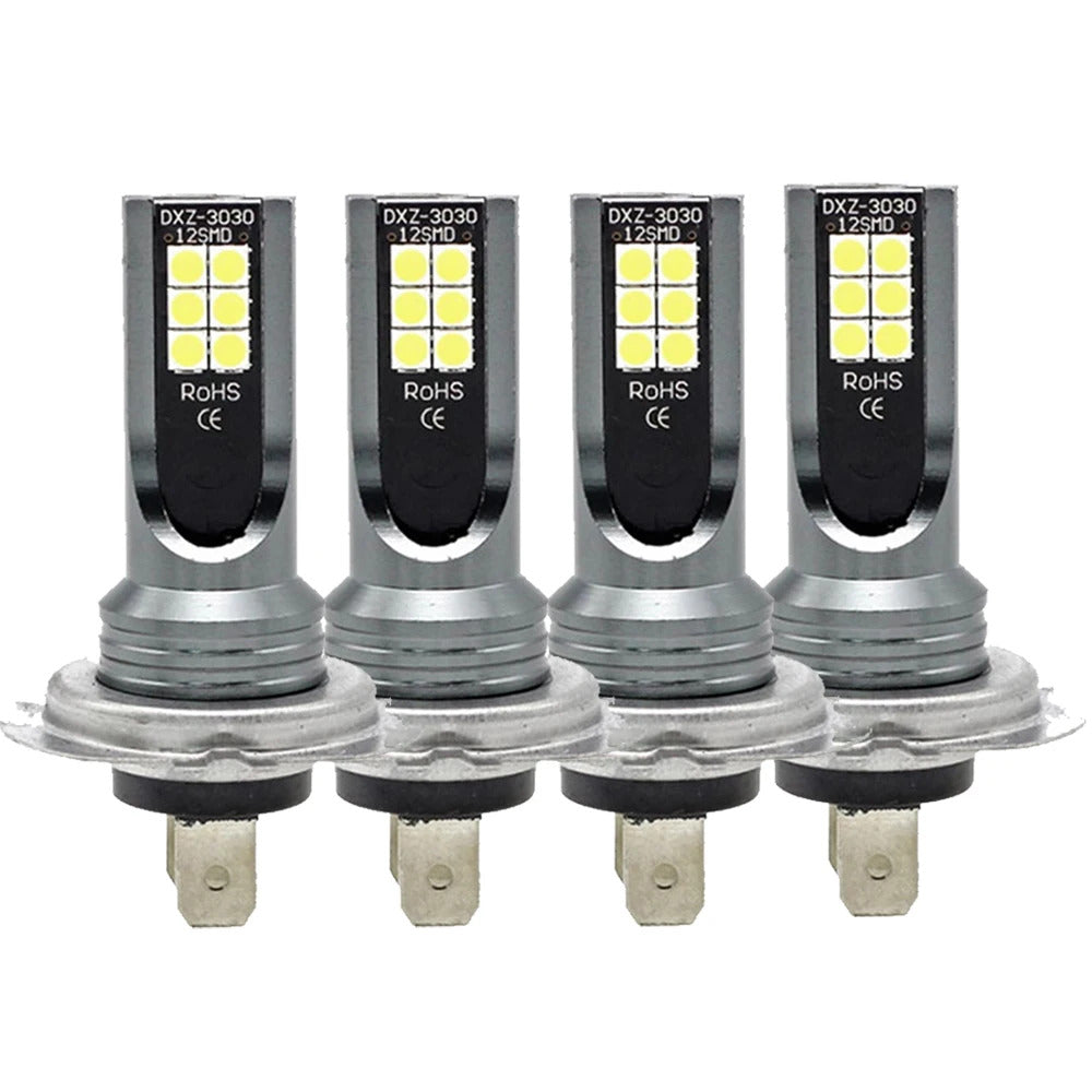4-Pack H7 LED Headlight Bulb Set Car Fog Light Bulbs 12V 55W High Power Car Fog Light 6000K Front Headlight H7 Super Bright Bulbs