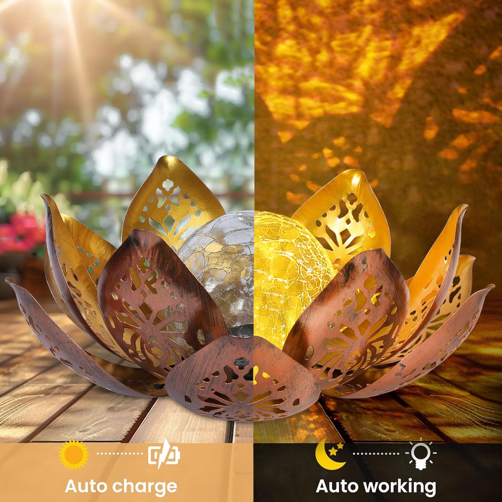 Solar Courtyard Light Outdoor Decoration - Bright Lotus Table Lamp, Solar Light for Courtyard Pathway Courtyard Balcony Exterior Decoration