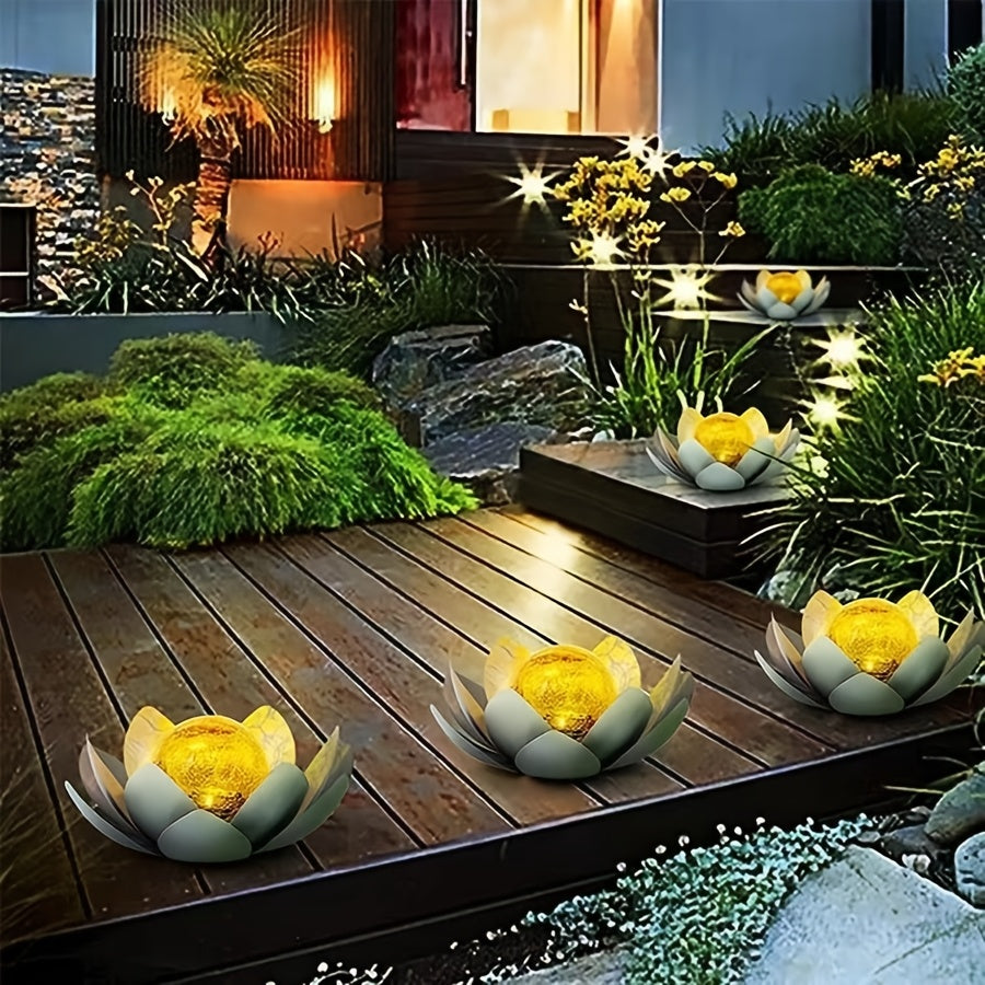 Solar Lotus Flower Light, Wrought Iron Design, Outdoor Statue Light, Landscape Decorative Light, for Villa, Garden, Lawn, Courtyard