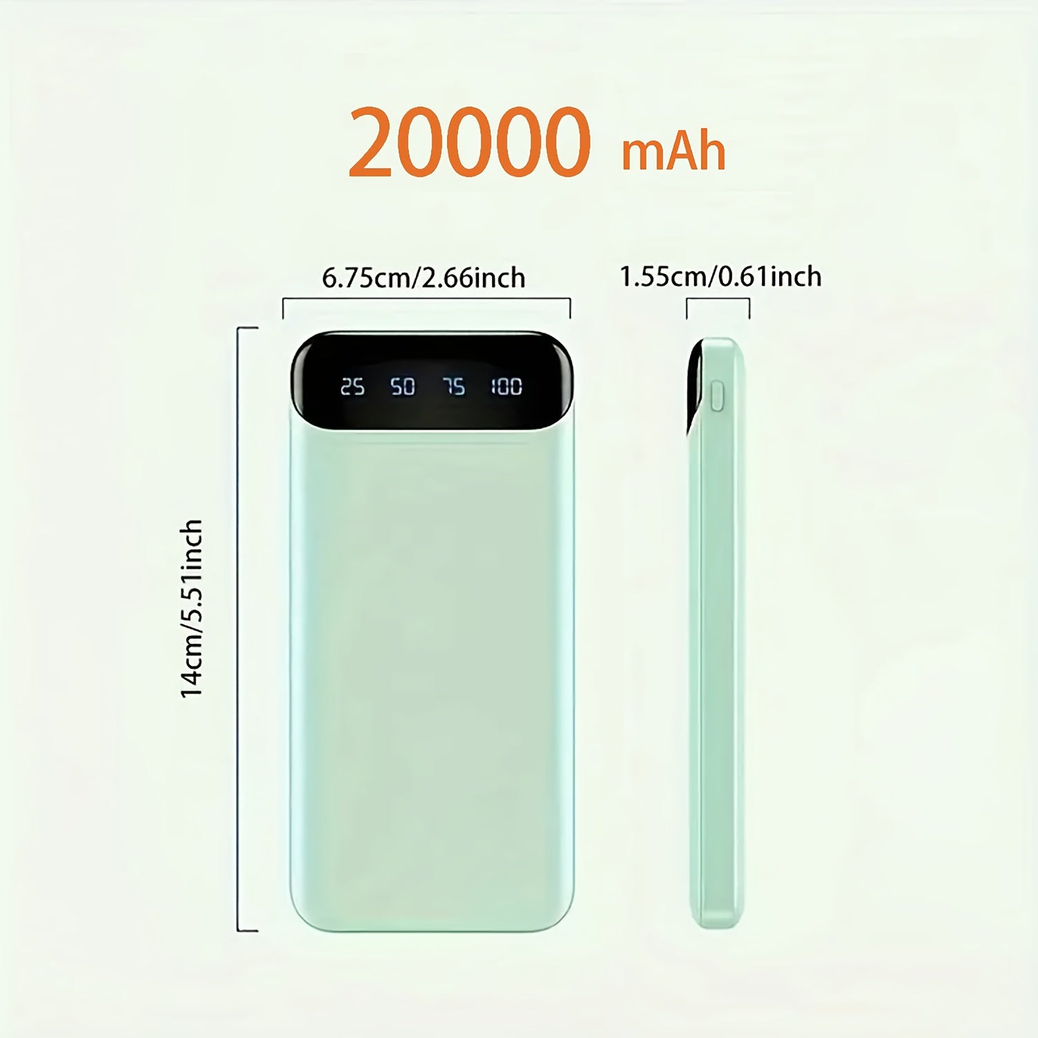 20000Mah Large Capacity Portable Power Bank, 2 USB Outputs And Type-C Output/Input, Suitable for Charging Mobile Phone Devices, Equipped with LED Display/Multiple Colors to Choose From, Portable Emergency Power Supply Device for Outdoor Travel