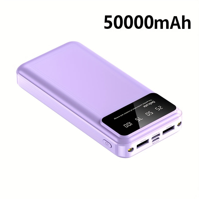 A Portable Power Bank with a Capacity of 50000Mah, Suitable for Charging Mobile Phones And Android Devices, Featuring an LED Display for Power Output And a Flashlight, Ideal for Outdoor Travel As an Emergency Power Source, Backup Battery Pack
