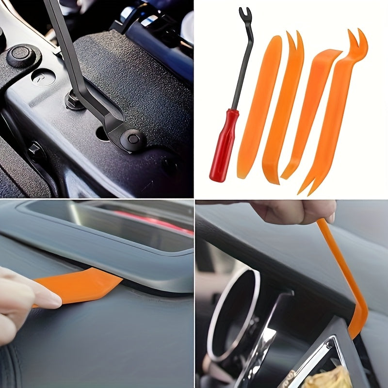Automotive Retainer Clip Kit with 5 Removal Tools - 6 Sizes of Plastic Push-Type Trim Clips Fasteners, Car Body Bumper Fender Rivet Assortment for Trucks & Motorcycles