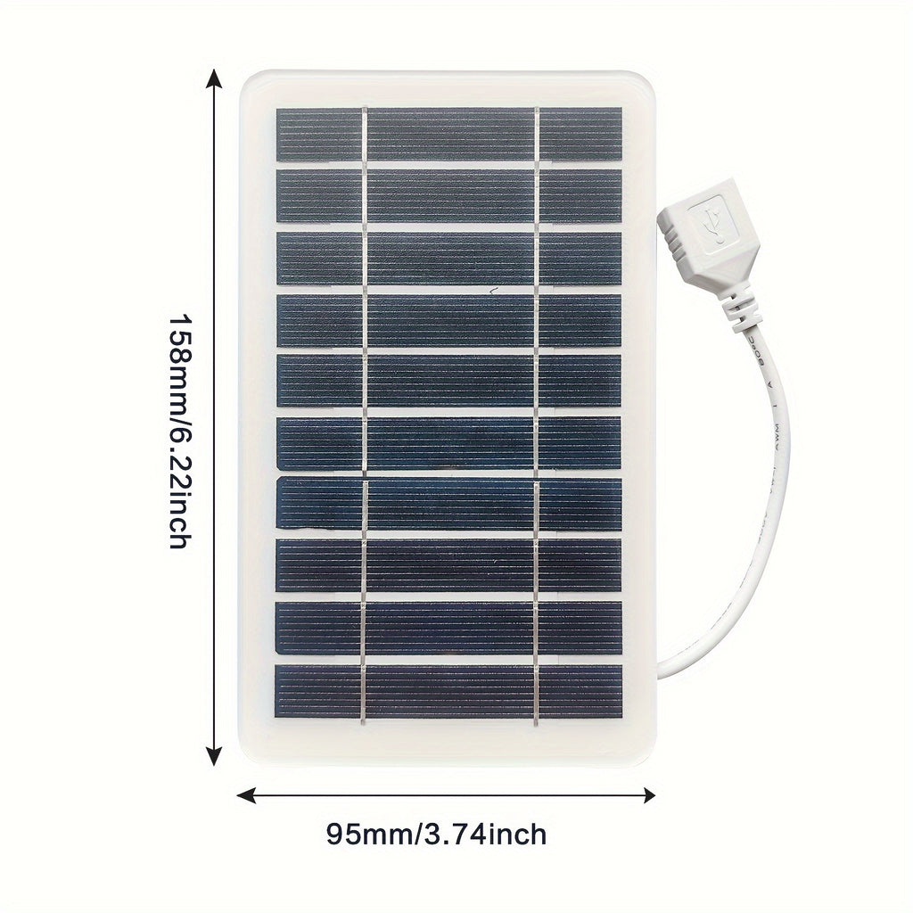 2W USB太阳能充电器，便携式太阳能板适用于手机充电及户外应急电源，兼容iPhone、安卓设备，适用于露营、徒步、旅行及家庭停电时的移动电源