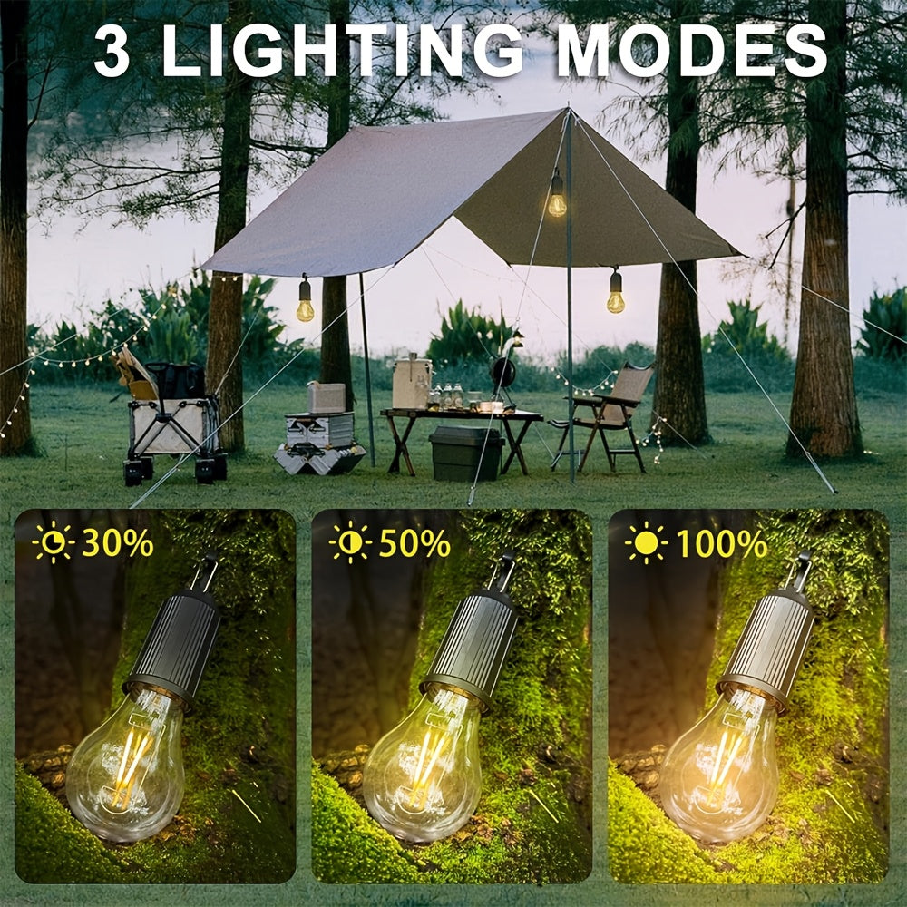 Solar tent bulb rechargeable portable LED lantern 3 lighting modes tent light, with clip hook, suitable for hiking, backpacking, emergency power outages, IP54 protection rating