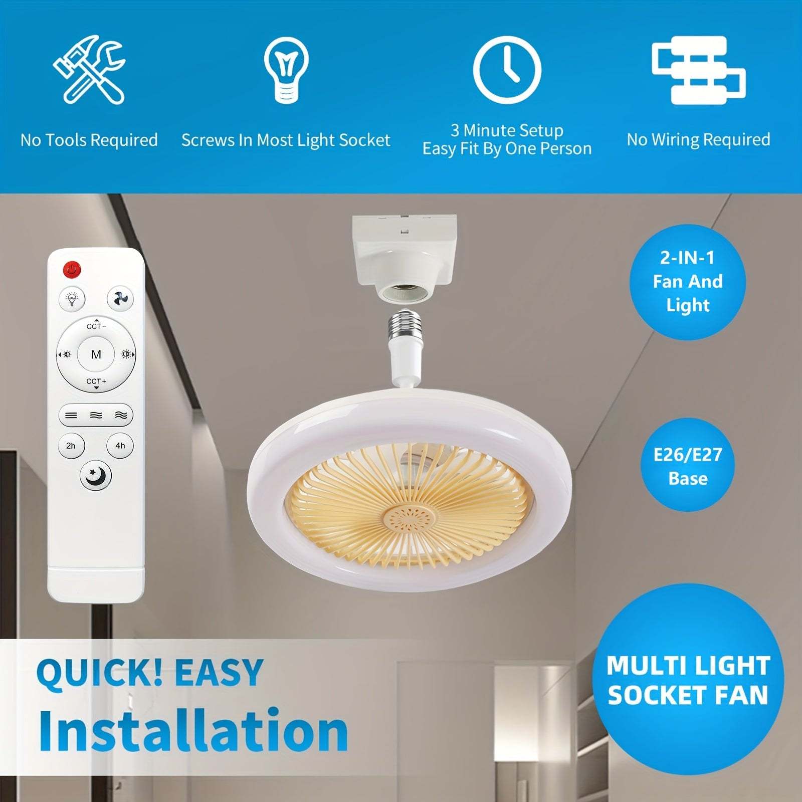New Outdoor Camping Fan with LED Light, Night Fishing USB Hanging Camp Fan, Remote Control Tent Ceiling Fan Light, High Power Portable Ultra-Long Battery Life Outdoor Camp Light