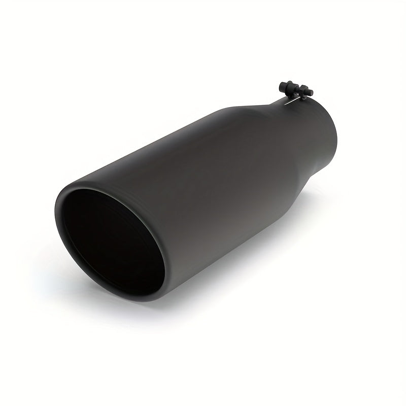 Richeer Exhaust Tip, 4 to 8 Inch Size, Features 4 Inch Inlet and 8 Inch Outlet, Overall Length 15 Inches. Made of Stainless Steel with Black Powder Coated Finish