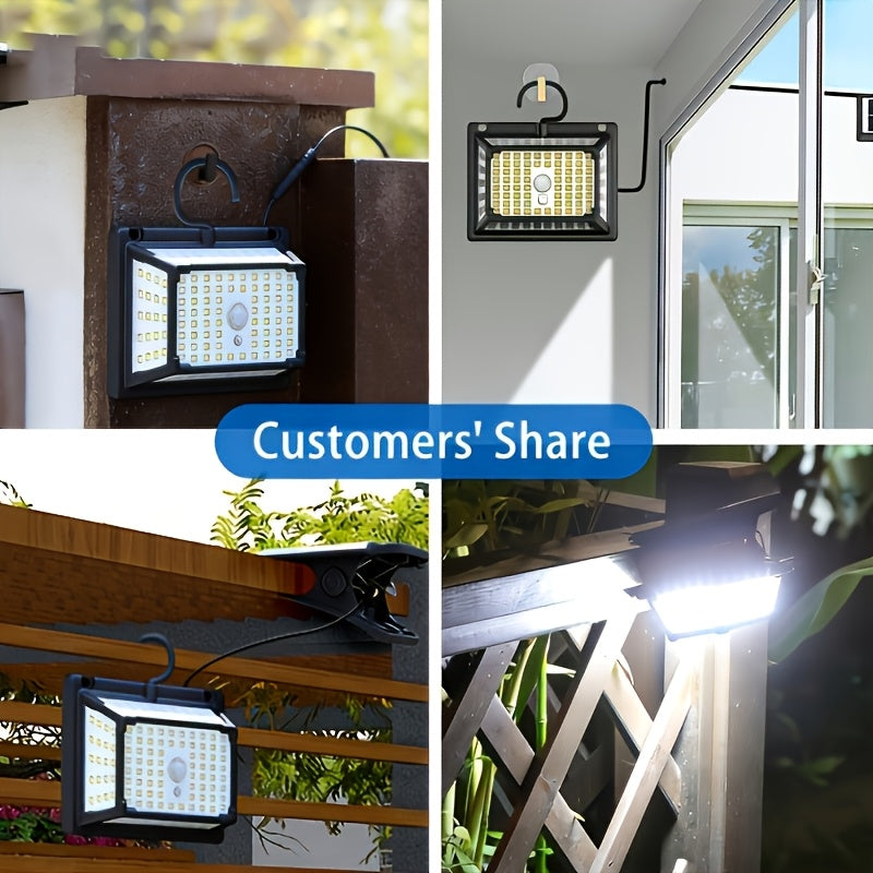 Commercial Street Solar Split Wall Light, 190LED Solar Floodlight with Hook and Separate Solar Panel, with Clip for Easy Installation, with Motion Sensor, IP65 Outdoor Courtyard Light, Perfect for Garden, Corridor, Indoor & Outdoor, Street, Deck