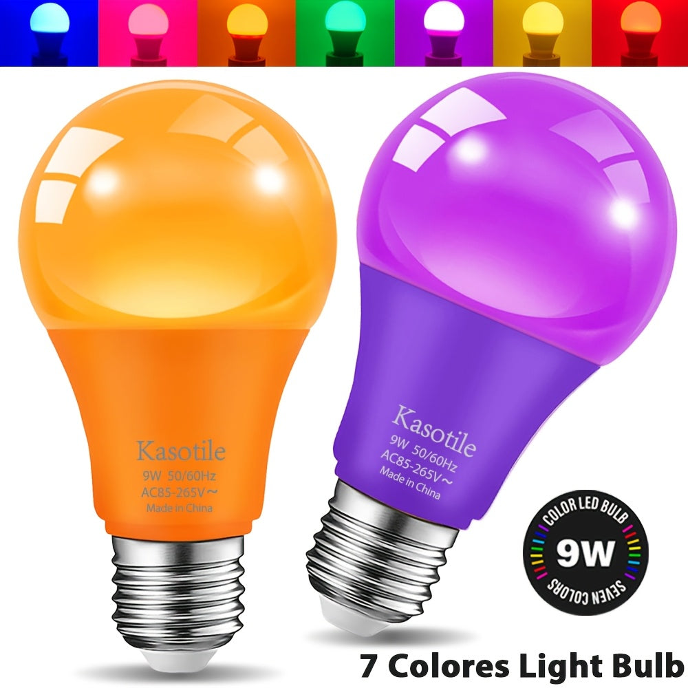 Colored bulb 9W E26 base, suitable for Halloween, Christmas parties, holiday lighting, colors available in blue/red/green/purple/orange/pink