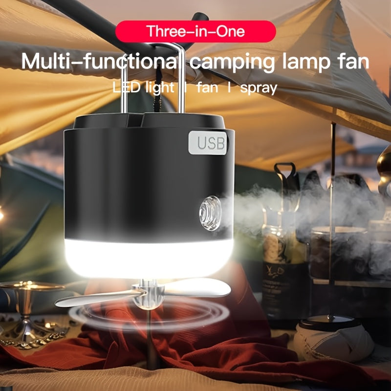 Portable Camping Fan with Night Light, Rechargeable Battery, Detachable Blades, Dual Function Mini Camping Light & Fan, Ideal for Outdoor Camping, Tent and Canopy Use