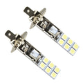 2pcs/Set 12SMD-5050 6000K Super White Super Bright 55W LED H1 Car Fog Light Front Light Driving Bulb Turn Signal Light Daytime Running Light