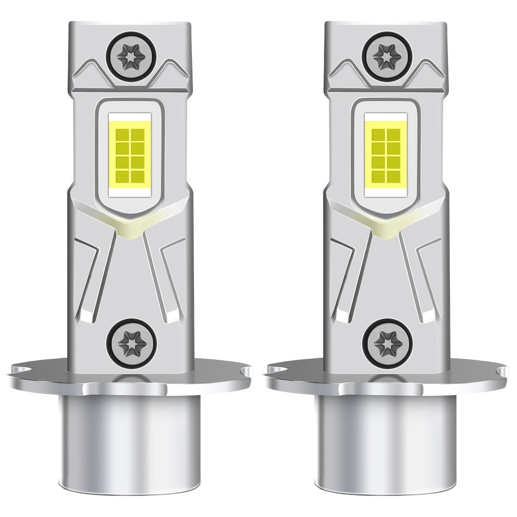 2-Pack H3 LED Headlight Bulbs Canbus System Compatible High Beam 6000K White Light Car LED Fog Light Driving Light 12V Mini Design Suitable for Car Headlight Driving Illumination