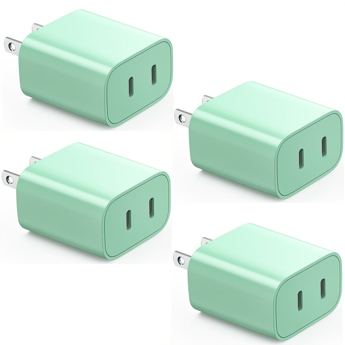 20W+20W USB C Charging Block Fast Charge, Dual Port Quick Charging Simulantaneous Data Transfer Power Adapter For IPhone 16/15/14/13/12/11/8/7, XS/X, IPad, Samsung - Green