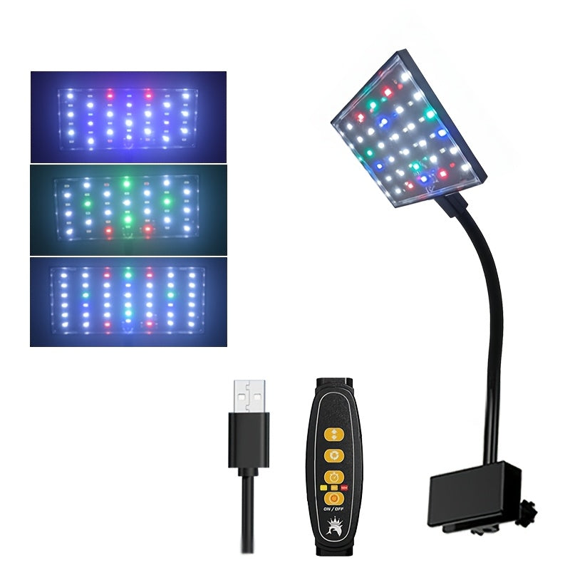 Aquarium Light, Full Spectrum Aquatic Plant Grow Light, Fish Tank Light with Adjustable Brightness, Dimmable, Timer, 360° Rotatable