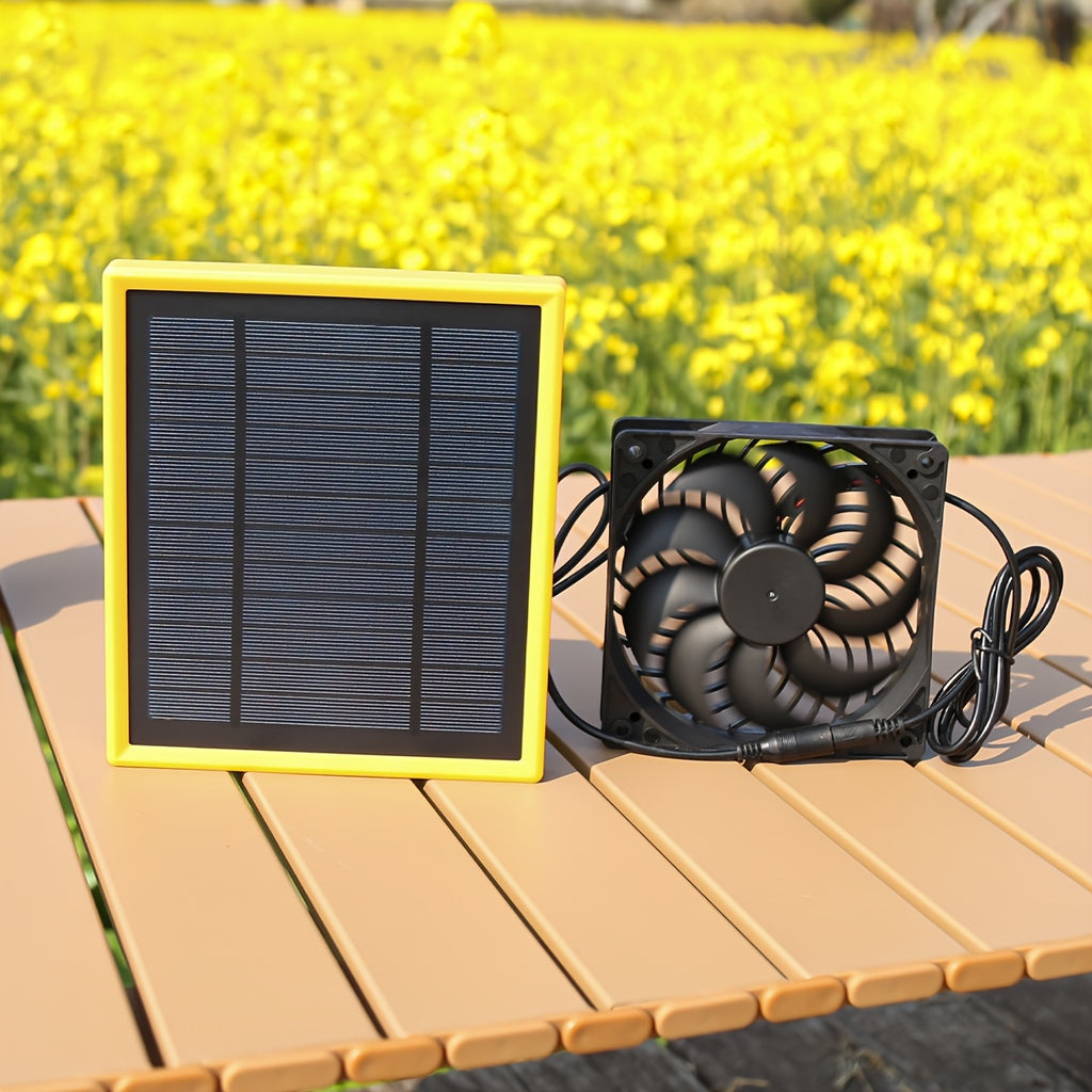 1PC Solar Panel & Portable Cooling Fan, Solar Ventilation Exhaust Fan Kit for Outdoor Air Circulation, Suitable for Greenhouse, Chicken Coop, Shed, Pet House and More, Battery-Free Operation