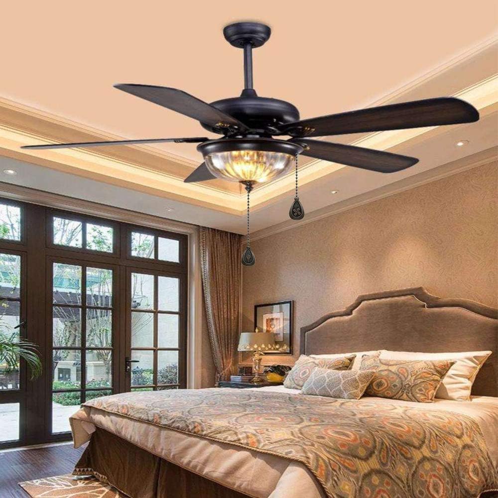 Ceiling Fan Pull Chain Set, Decorative Extended Pull Chain Pendant, 12 Inch Beaded Ball Pull Chain Extender with Connector for Light & Fan, 2-Pack