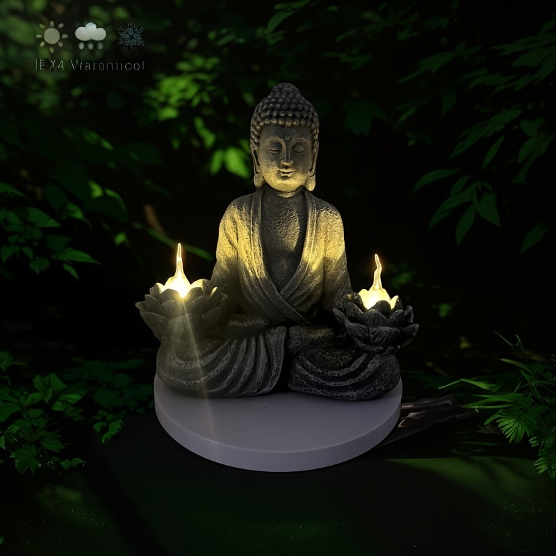 One Zen Solar Buddha Statue Garden Light, Christmas Decorative Solar Meditation Garden Buddha Statue, Courtyard Lawn - Indoor/Outdoor Decoration, Perfect for Balcony, Garden, Courtyard, Porch Courtyard Art Decor, Gift