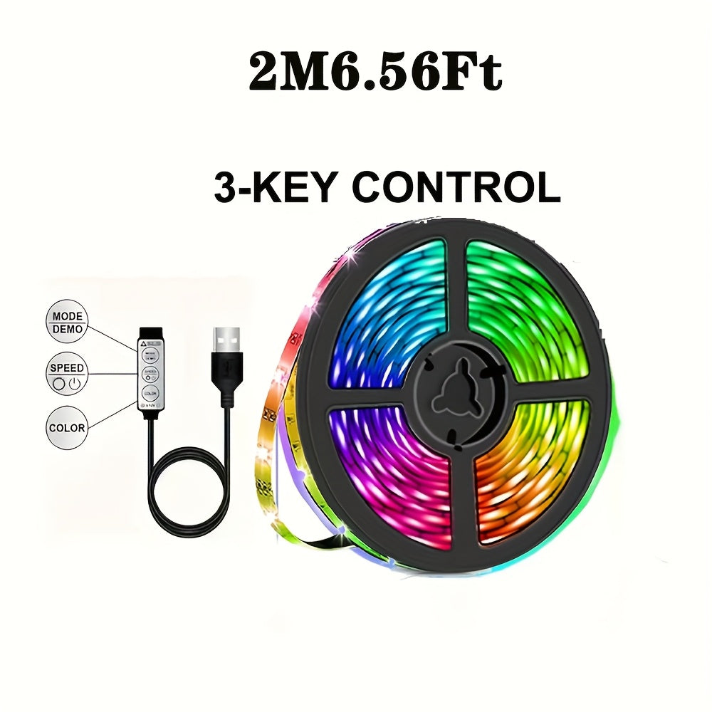 RGB多彩LED灯带，带USB同步和动态效果，5050 SMD RGB，迷你按钮控制器，适用于电视/投影仪/笔记本电脑背光，派对家居装饰，RGBW免费（兼容USB设备）