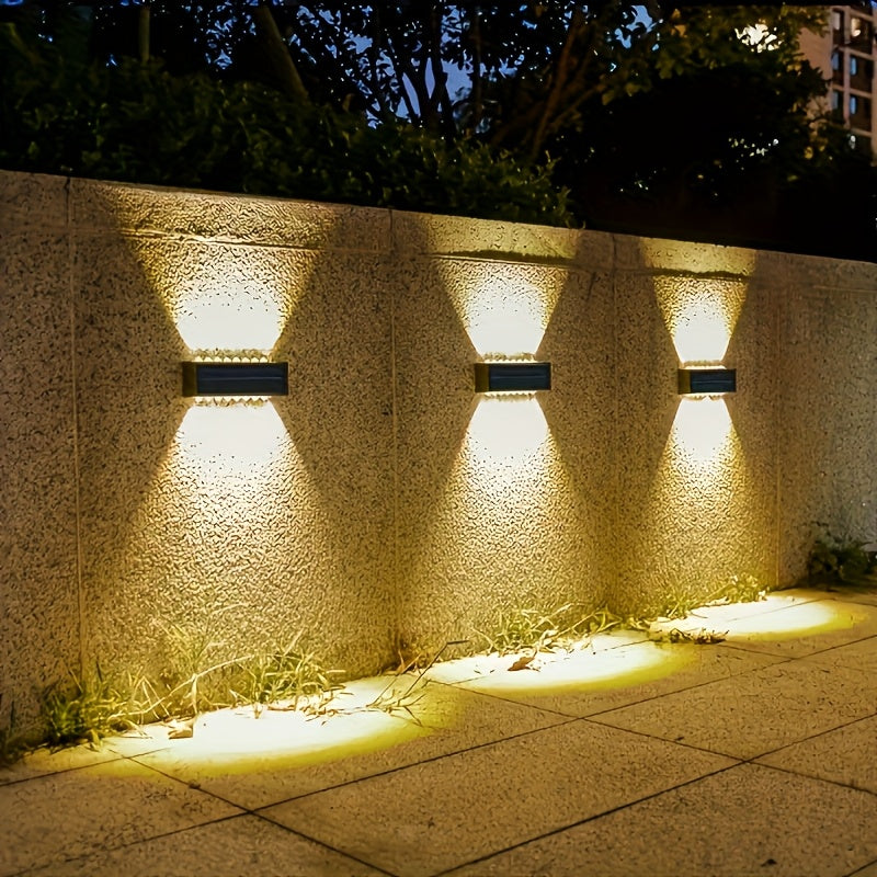 Set of 4 Solar Outdoor Garden Lights! Equipped with 12/16 LED Lights, Two-Way Wall Illumination, IP44 Rating, Easy Installation! Made of Durable Plastic, Perfect for Illuminating Outdoor Paths in Your Garden, Pathway Light, Solar Design