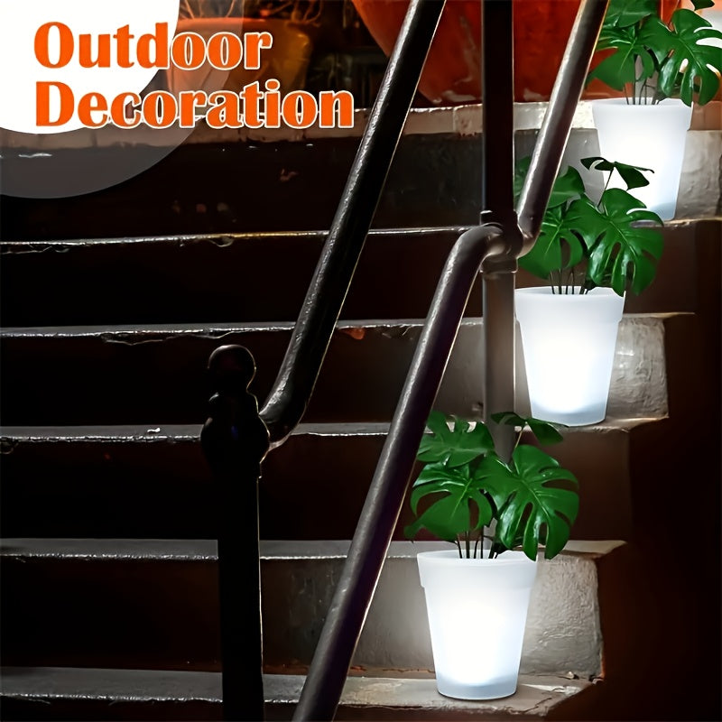 2/4 Sets Solar 4LED Flower Pot Light - Multifunctional Indoor and Outdoor Decoration, IP44 Waterproof, Suitable for Table, Bedroom, Living Room and Garden - Ideal Halloween Christmas Gift