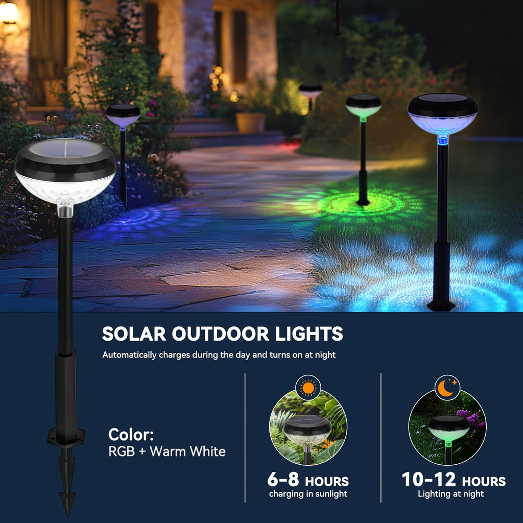 6 Pack Solar Light & Shadow Path Light, IP44 Waterproof Outdoor Lawn Light, Color Gradient LED Light, Perfect for Pathway, Villa, Courtyard, Garden Landscape Decoration, Holiday Party Atmosphere Decor