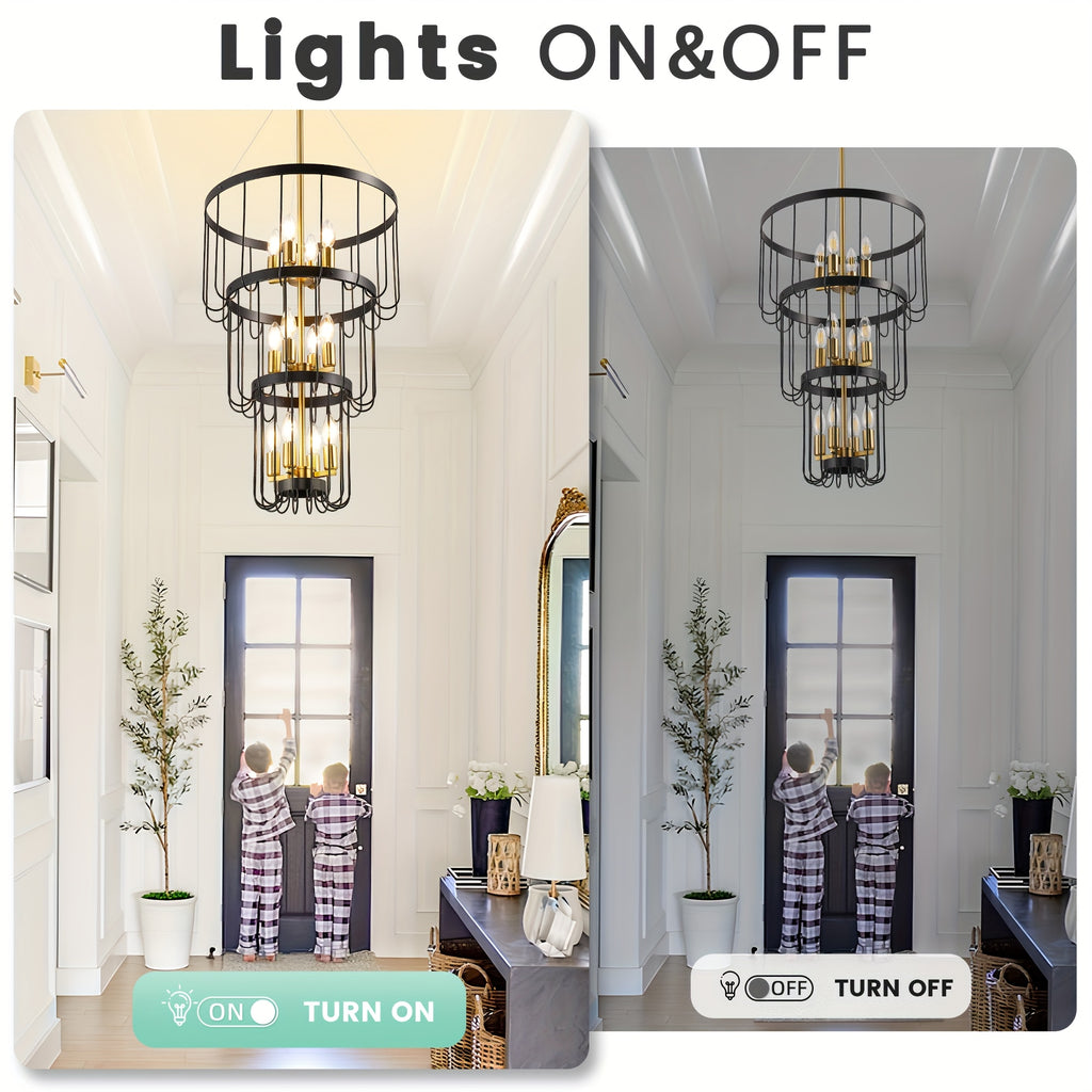 Farmhouse lighting lantern trapezoidal pendant light, modern hall lighting fixture, large chandelier for entryway, high ceiling