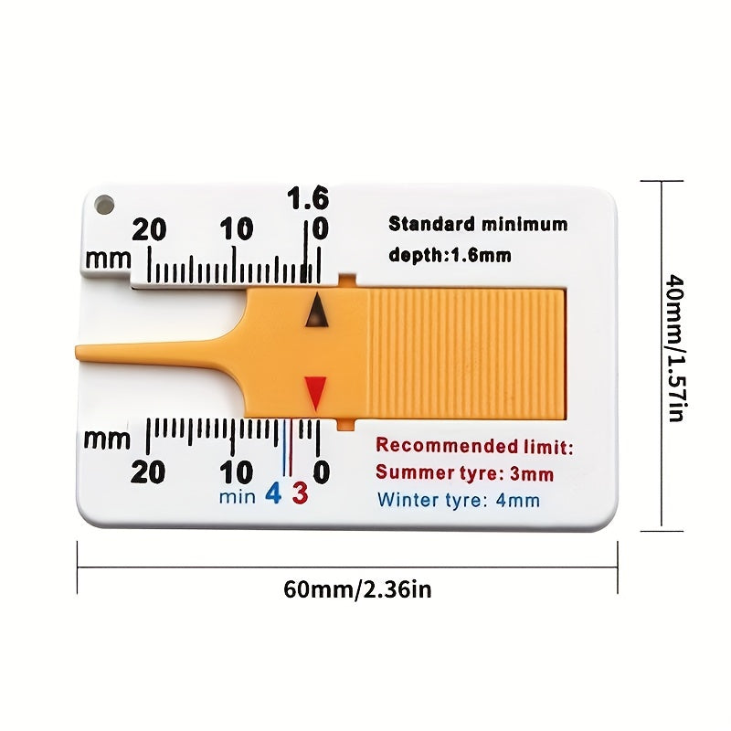 Shawty Tire Tread Depth Gauge, 0-20mm Tire Measurement Ruler, Portable Tire Tread Depth Detector, Vernier Depth Caliper, Plastic Measuring Tool for Car, Motorcycle, Truck, RV, Trailer Wheels, Home Christmas Gift