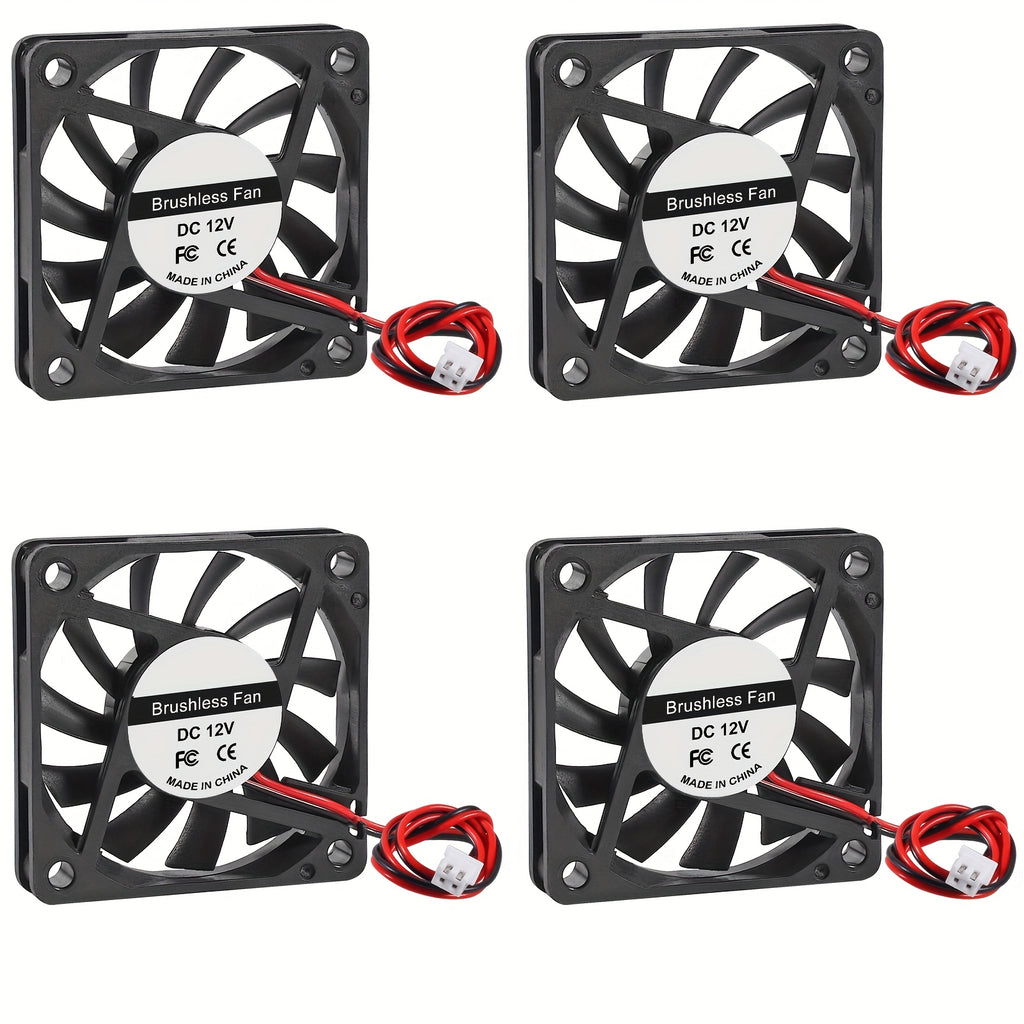 En: 4 Pack AOKIN 6010 60mm DC Cooling Fan, 12V/24V Dual Voltage, 60x60x10mm 2-Pin Hardwired, for 3D Printer, Electronics, PC CPU Cooler