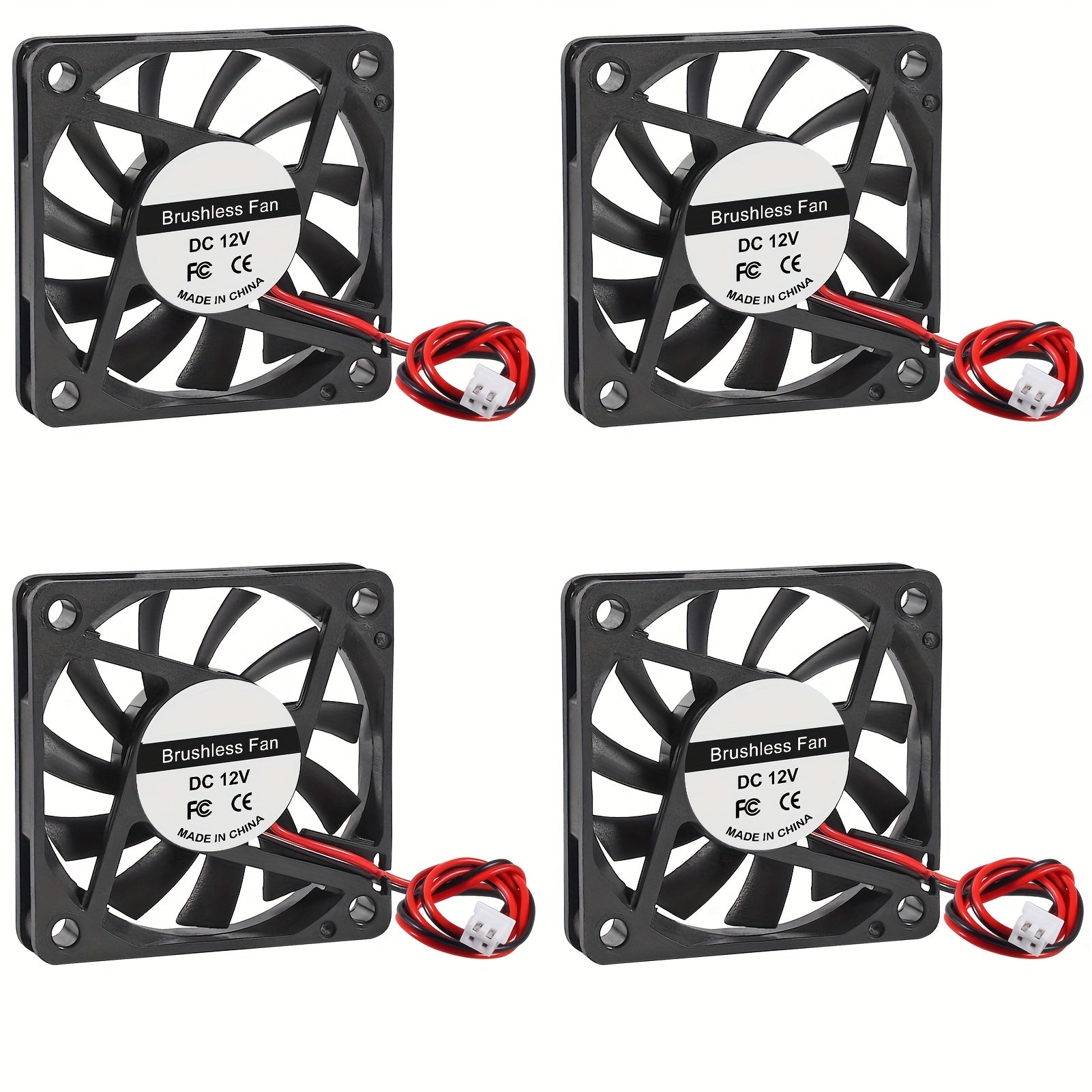 En: 4 Pack AOKIN 6010 60mm DC Cooling Fan, 12V/24V Dual Voltage, 60x60x10mm 2-Pin Hardwired, for 3D Printer, Electronics, PC CPU Cooler