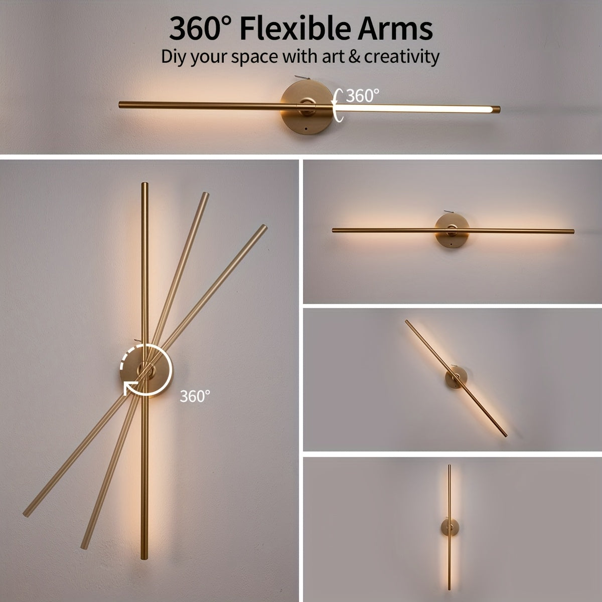 No-Disassembly Wall Light / 360° Rotating Wireless Wall Light, Powered by Removable Rechargeable Battery: 3000K-6000K Multi-Level Brightness, Touch & Remote Control Wall Light / Mirror Light, with Memory Function and Timer