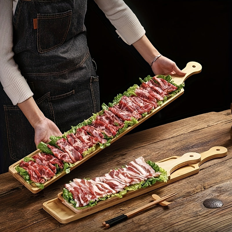 1PC/2PCS Bamboo Rectangular Tray, Up to 31.4in / 80cm – Perfect for Hot Pot, Steak, Appetizers – Durable Kitchen & Restaurant Serveware – Natural Bamboo Display Board, 3 Sizes Available for Multiple Scenarios