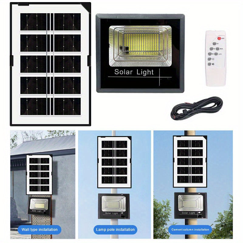 2-Pack Solar Floodlight 170LED Wall-Mounted Security Lighting Dusk to Dawn Automatic On/Off Solar Semi-Flush Mount Light Suitable for Yard, Courtyard, Garden, Cabin, Lodge, Porch