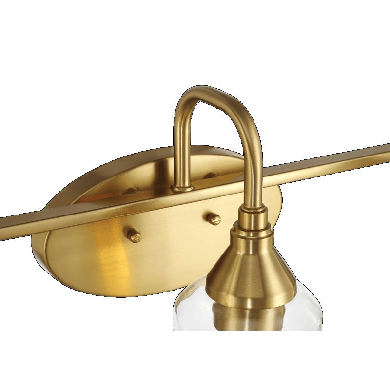 Twilight three-light brushed gold modern vanity light 22"W × 10"H × 7.48"E, with clear glass