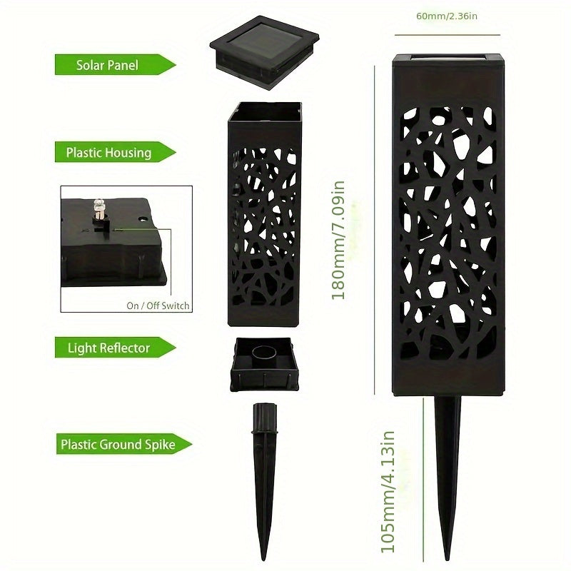 6-Piece Solar Street Light, Outdoor LED Garden Lawn Decorative Lighting, Automatic Night Lighting, Easy-to-Install Ground Insert Pole, IP44 Waterproof, Perfect for Courtyard, Patio and Landscape Decoration, Solar Outdoor Light